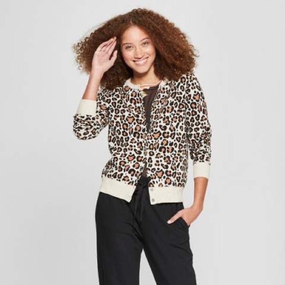 Leopard Print Cardigan M